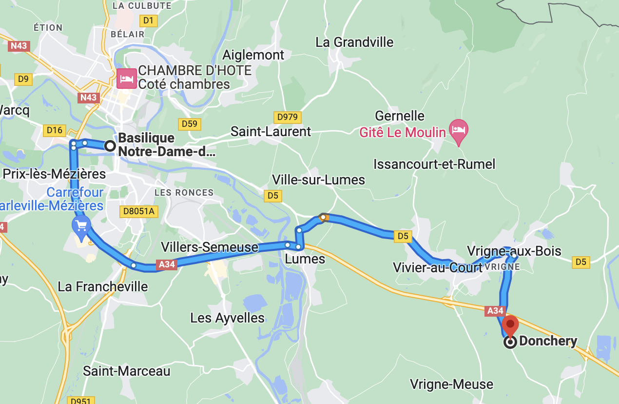 Trajet Basilique -> Château